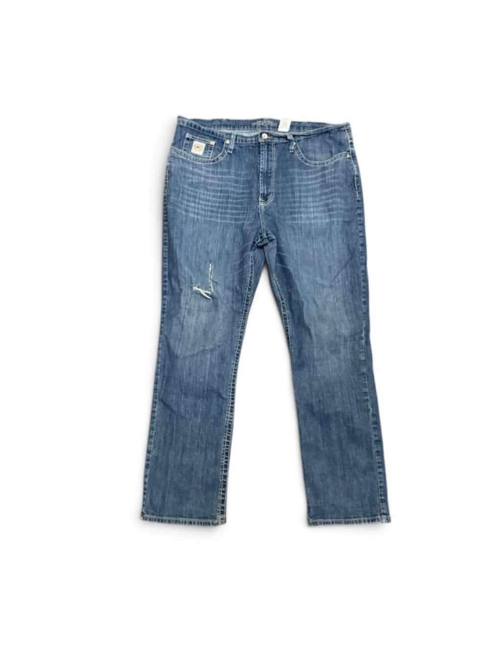 Cinch Mens 42x34 Blue Jeans Medium Wash Straight Leg Distressed Stretch Denim